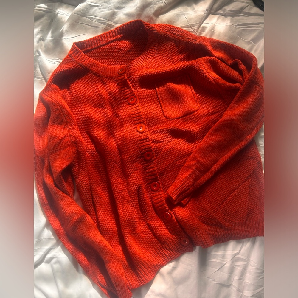 Rust Red-orange Knit Cardigan Button Front Sweater Women’s Small